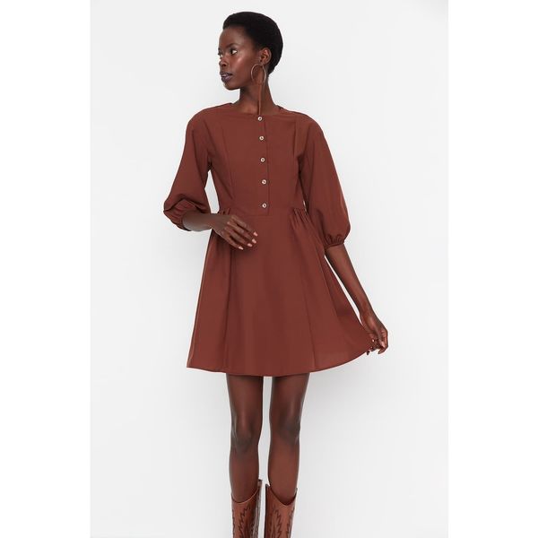 Trendyol Trendyol Brown Button Detailed Dress