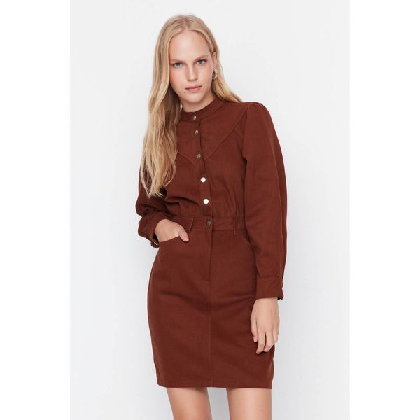 Trendyol Trendyol Brown Button Detailed Dress