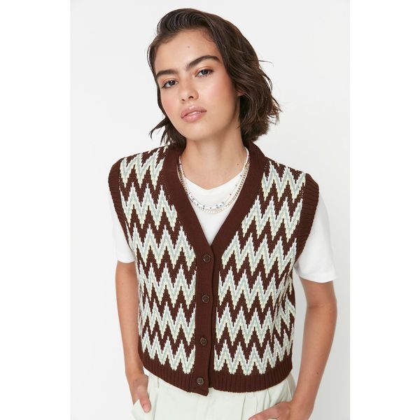 Trendyol Trendyol Brown Buttoned Knitwear Sweater