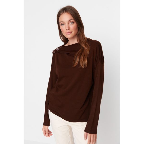 Trendyol Trendyol Brown Collar Detailed Knitwear Sweater