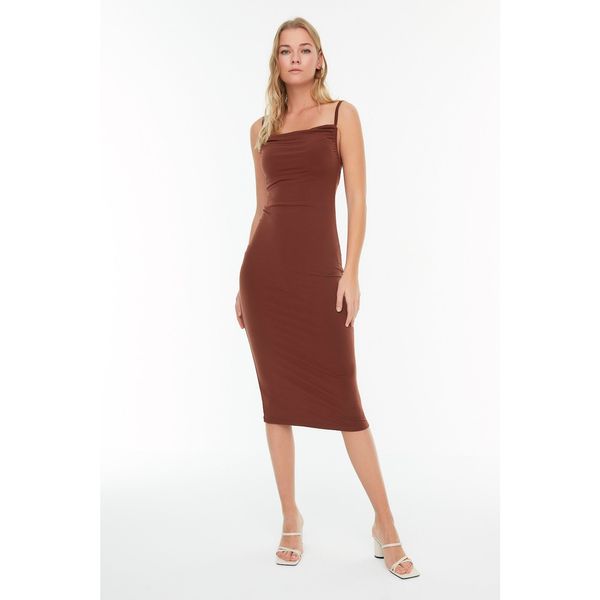 Trendyol Trendyol Brown Collar Knitted Dress