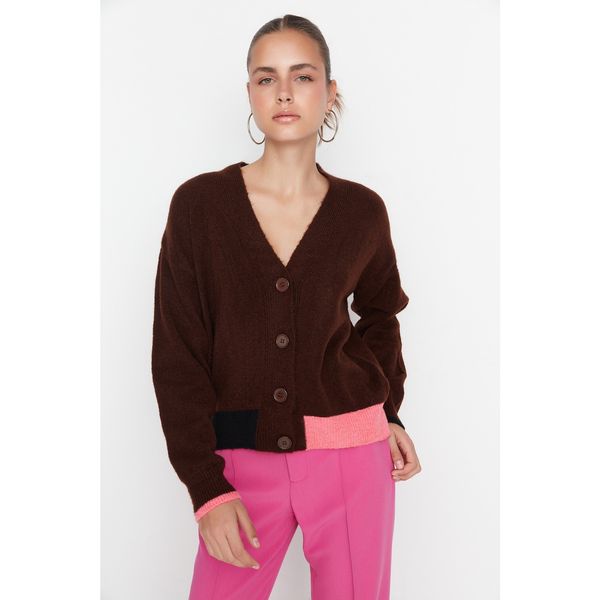 Trendyol Trendyol Brown Color Block Knitwear Cardigan