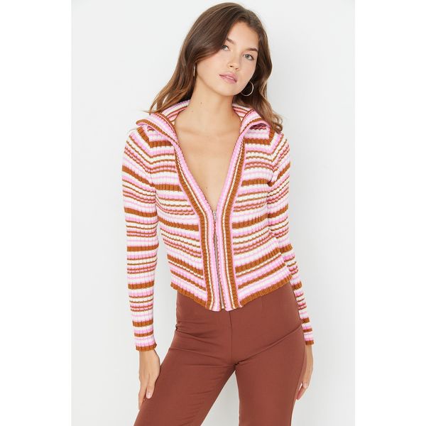 Trendyol Trendyol Brown Color Block Knitwear Cardigan