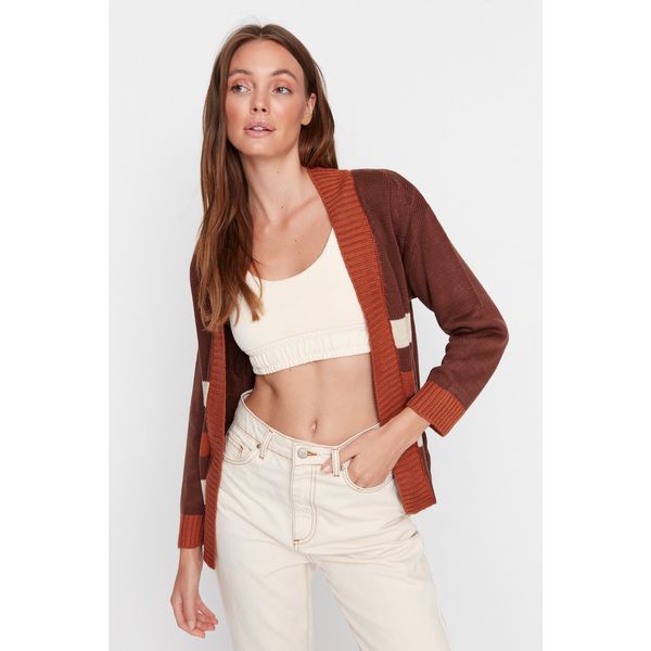 Trendyol Trendyol Brown Color Block Knitwear Cardigan