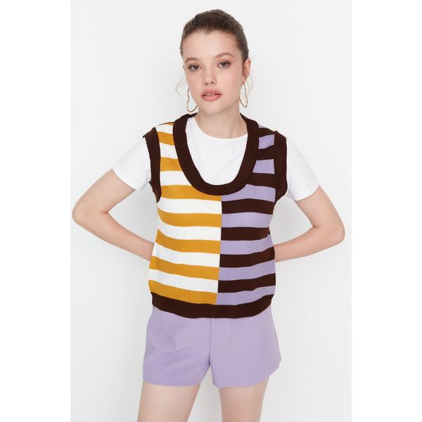 Trendyol Trendyol Brown Color Block Knitwear Sweater
