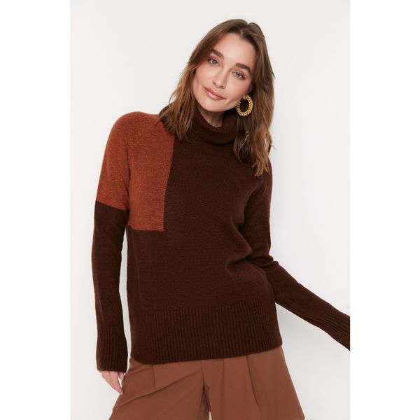 Trendyol Trendyol Brown Color Block Knitwear Sweater