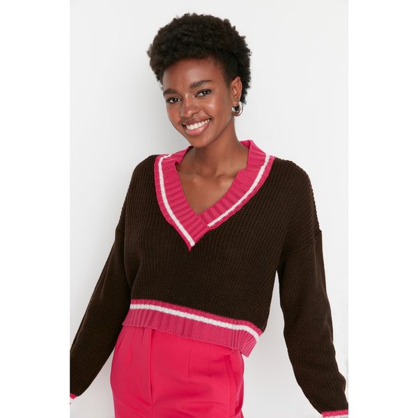 Trendyol Trendyol Brown Crop Knitwear Sweater