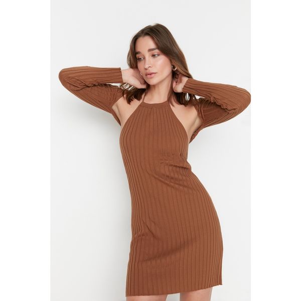 Trendyol Trendyol Brown Cut-Out Detailed Knitwear Dress