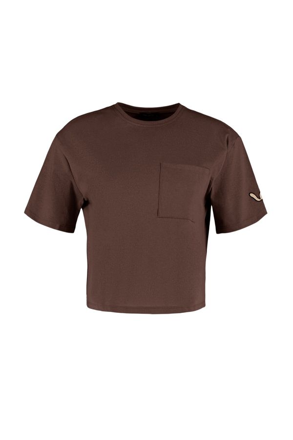 Trendyol Trendyol Brown Embroidered Knitted T-Shirt