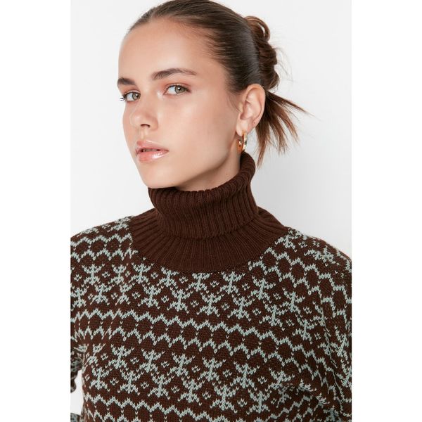 Trendyol Trendyol Brown Fisherman Patterned Knitwear Sweater