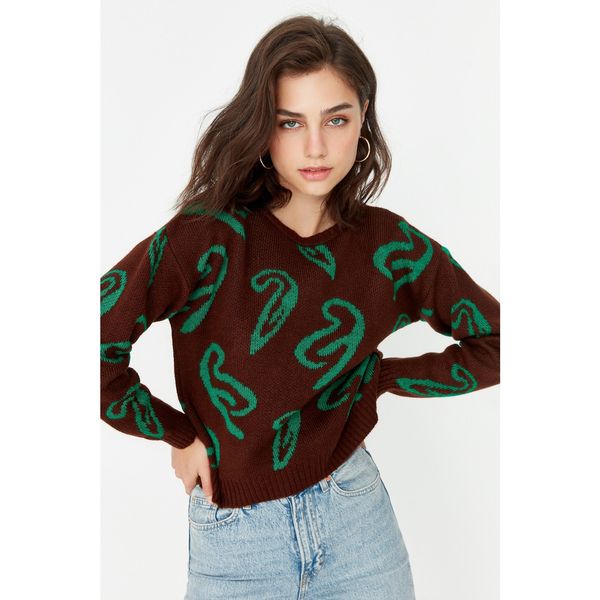 Trendyol Trendyol Brown Jacquard Knitwear Sweater