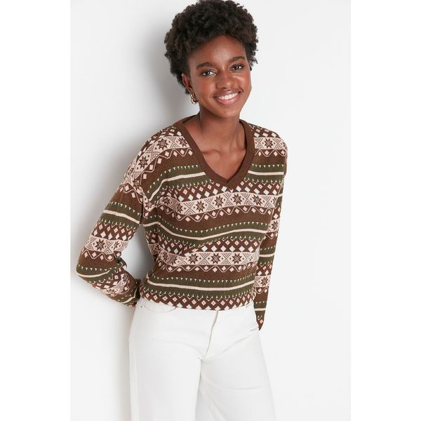 Trendyol Trendyol Brown Jacquard Knitwear Sweater