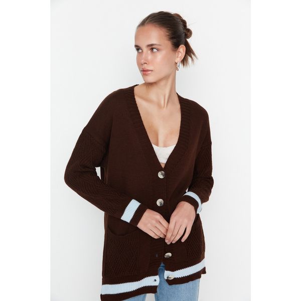 Trendyol Trendyol Brown Knitted Detailed Knitwear Cardigan