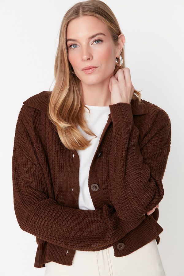 Trendyol Trendyol Brown Knitted Detailed Knitwear Cardigan