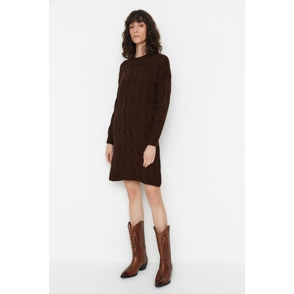 Trendyol Trendyol Brown Knitted Detailed Knitwear Dress