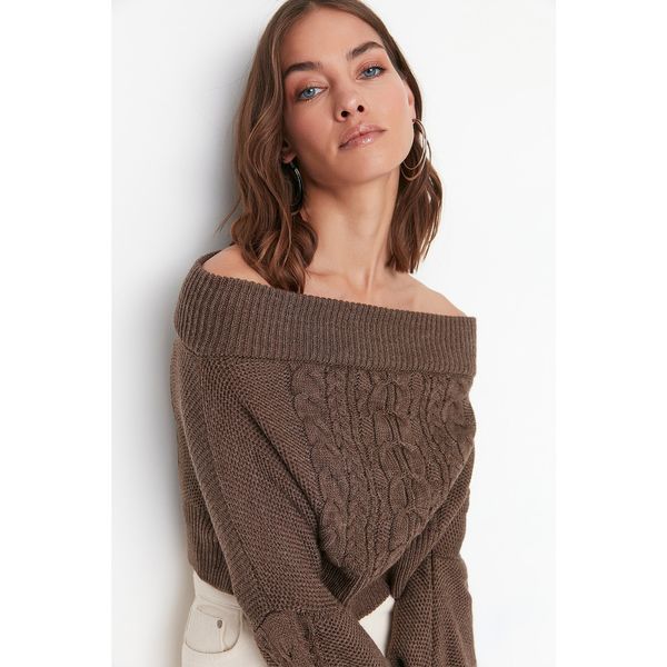 Trendyol Trendyol Brown Knitted Detailed Knitwear Sweater
