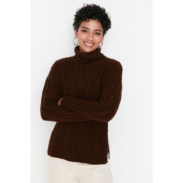 Trendyol Trendyol Brown Knitted Detailed Knitwear Sweater