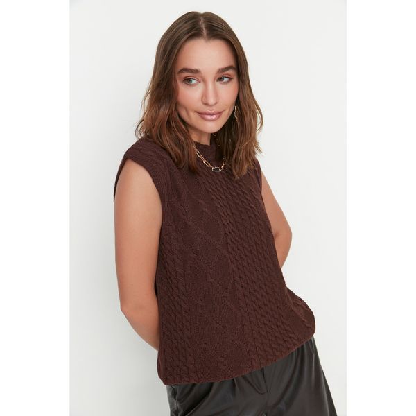 Trendyol Trendyol Brown Knitted Detailed Oversized Knitwear Sweater