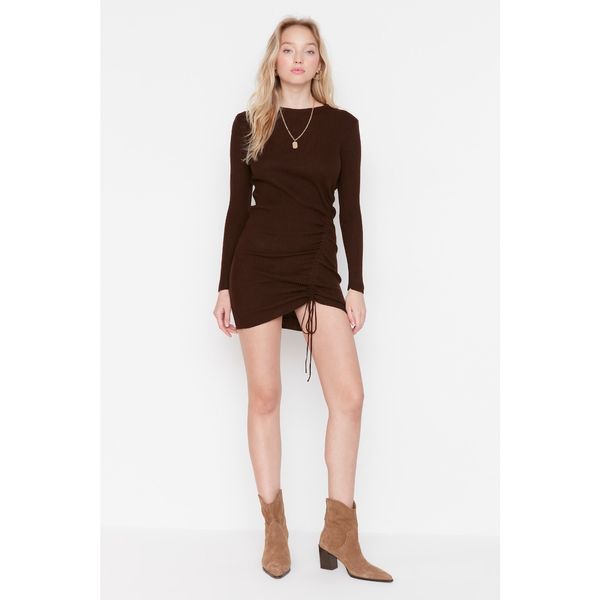 Trendyol Trendyol Brown Lace Detailed Knitwear Dress