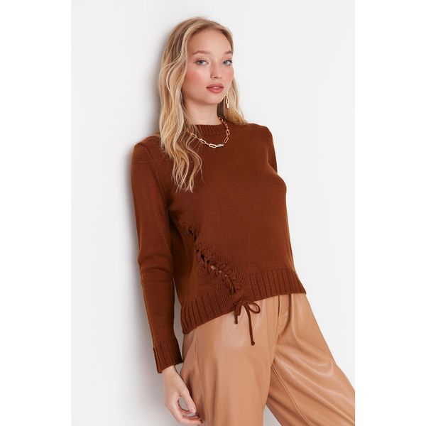 Trendyol Trendyol Brown Lace Detailed Knitwear Sweater
