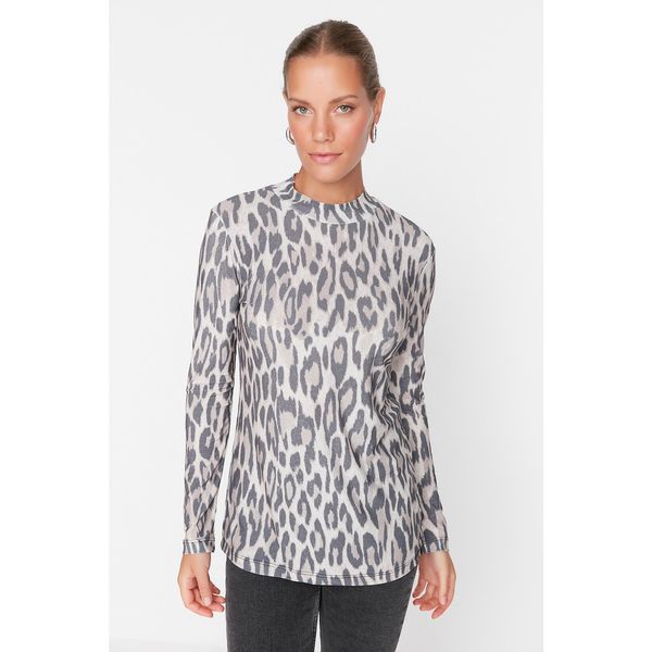 Trendyol Trendyol Brown Leopard Patterned Knitted Tunic