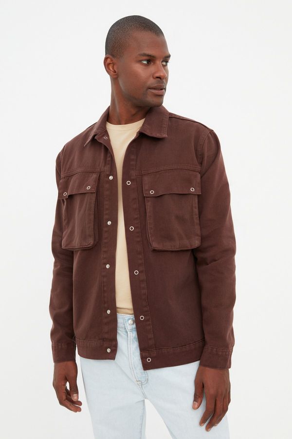 Trendyol Trendyol Brown Men Regular Fit Big Pocket Trucker Jacket