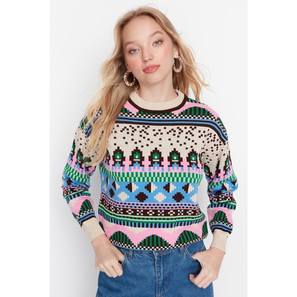 Trendyol Trendyol Brown Patterned Knitwear Sweater