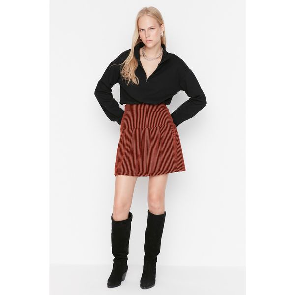 Trendyol Trendyol Brown Patterned Mini Knitted Skirt