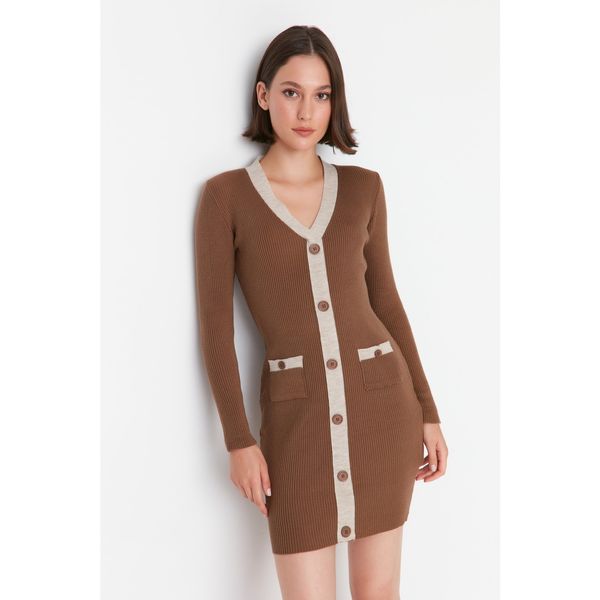 Trendyol Trendyol Brown Pocket Detailed Knitwear Dress