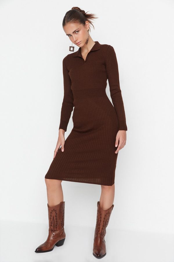 Trendyol Trendyol Brown Polo Collar Knitwear Dress