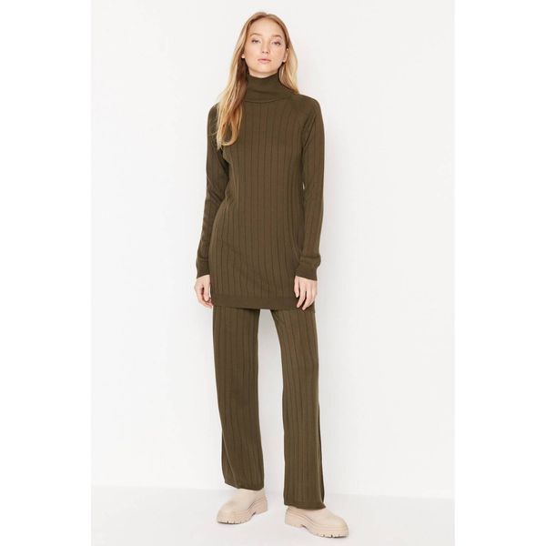 Trendyol Trendyol Brown Ribbed Knit Knitwear Bottom-Top Set