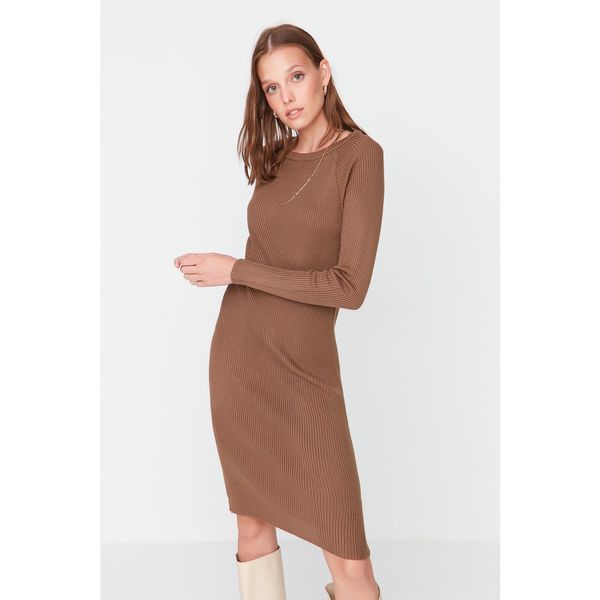 Trendyol Trendyol Brown Ribbed Knitwear Dress