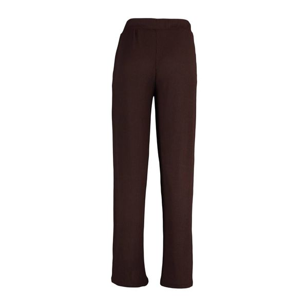 Trendyol Trendyol Brown Ribbed Wide Leg Knitted Trousers