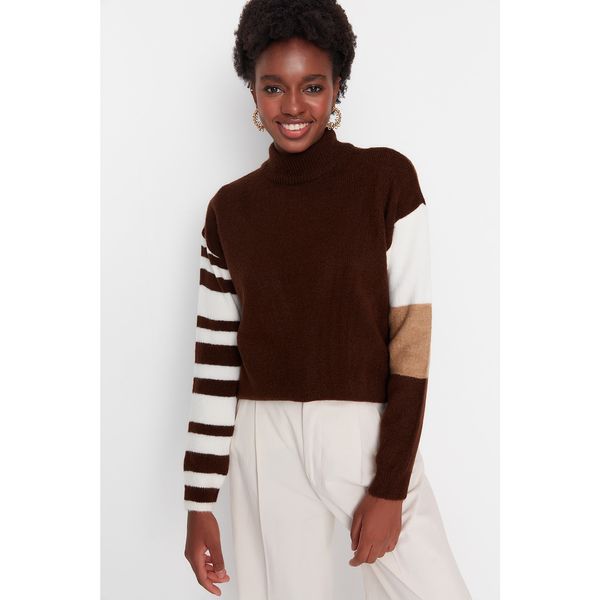 Trendyol Trendyol Brown Sleeve Detailed Knitwear Sweater