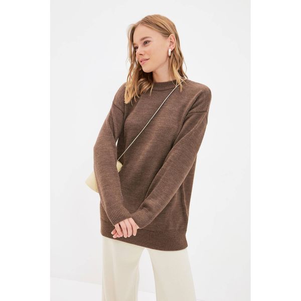 Trendyol Trendyol Brown Straight Collar Knitwear Sweater