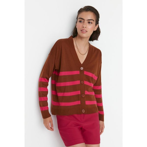 Trendyol Trendyol Brown Striped Knitwear Cardigan