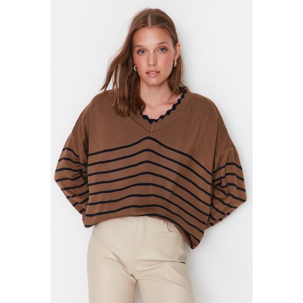 Trendyol Trendyol Brown Striped Knitwear Sweater