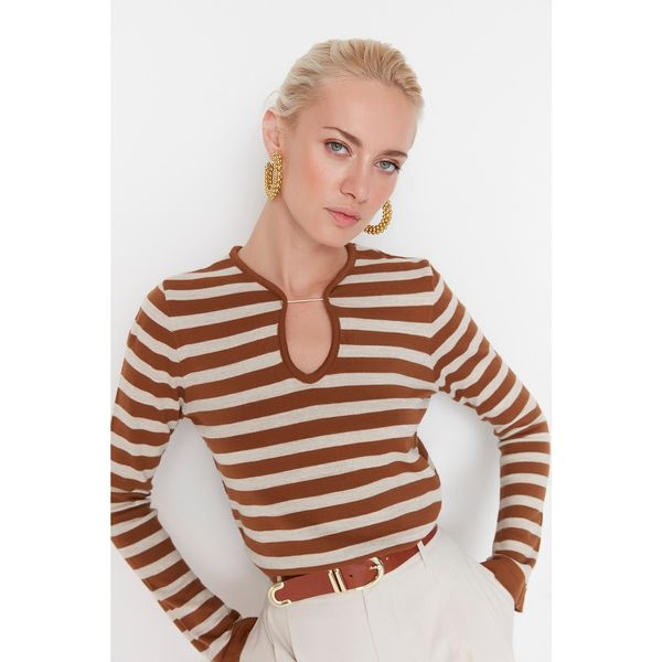 Trendyol Trendyol Brown Striped Knitwear Sweater