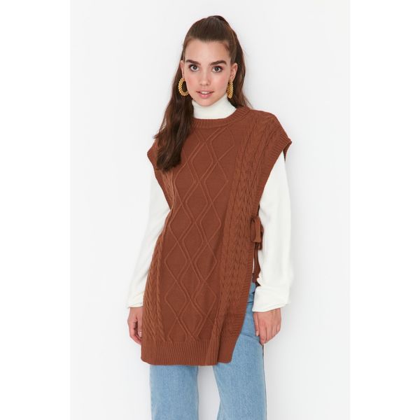 Trendyol Trendyol Brown Tie Waist Knitted Knitwear Sweater