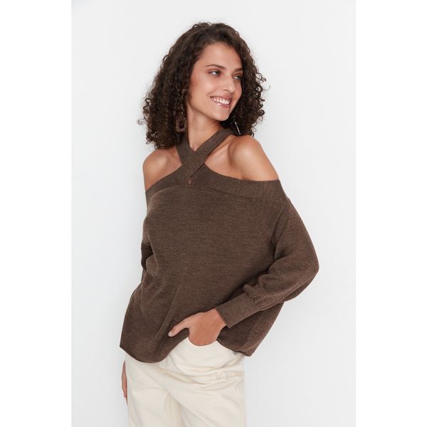 Trendyol Trendyol Brown Weightlifting Collar Knitwear Sweater