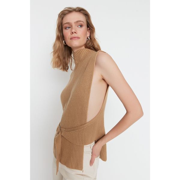 Trendyol Trendyol Camel Belt Detailed Knitwear Sweater