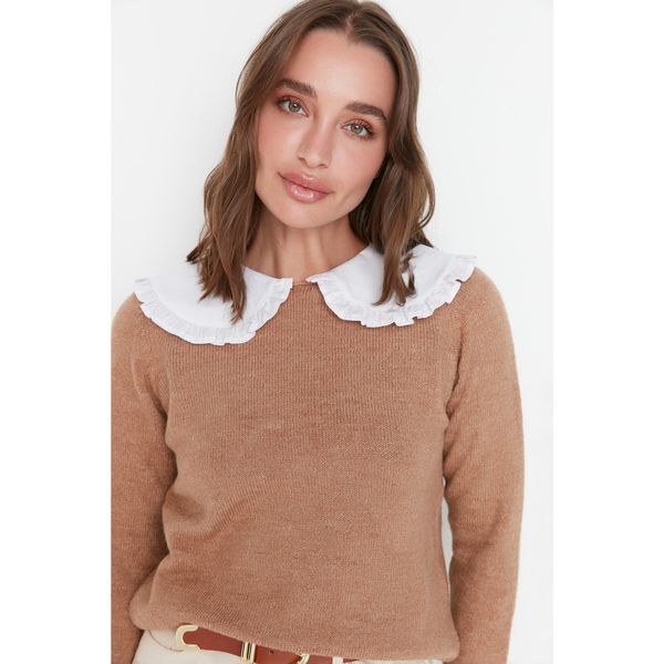 Trendyol Trendyol Camel Collar Detailed Knitwear Sweater