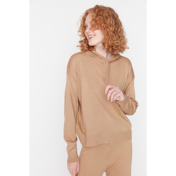 Trendyol Trendyol Camel Hooded Knitwear Sweater