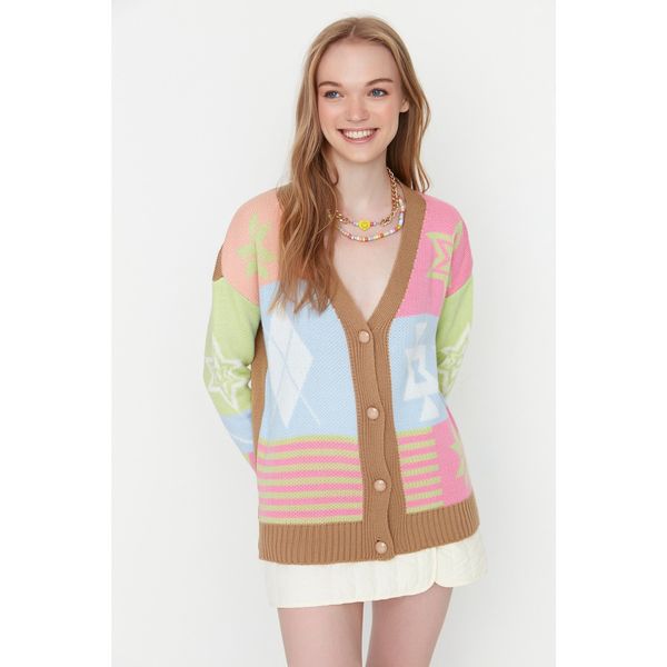 Trendyol Trendyol Camel Jacquard Knitwear Cardigan