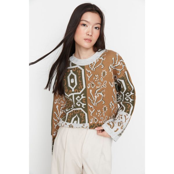 Trendyol Trendyol Camel Jacquard Knitwear Sweater
