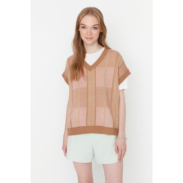 Trendyol Trendyol Camel Jacquard Knitwear Sweater