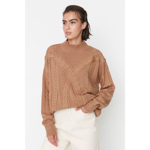 Trendyol Trendyol Camel Knit Detailed Knitwear Sweater