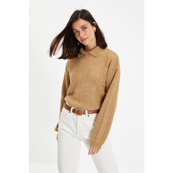 Trendyol Trendyol Camel Knitted Detailed Knitwear Sweater