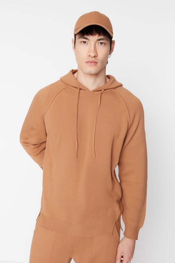 Trendyol Trendyol Camel Men Regular Fit Hooded Knitwear Sweater