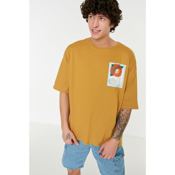 Trendyol Trendyol Camel Men's Oversize Basic Short Sleeve T-Shirt
